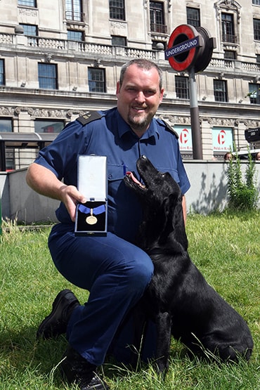 Billy the dog with handler