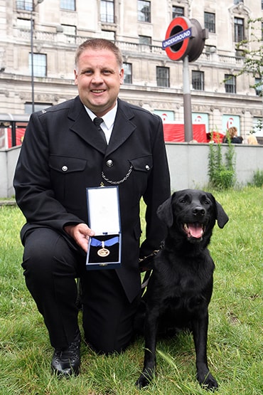 Vinnie the dog with handler