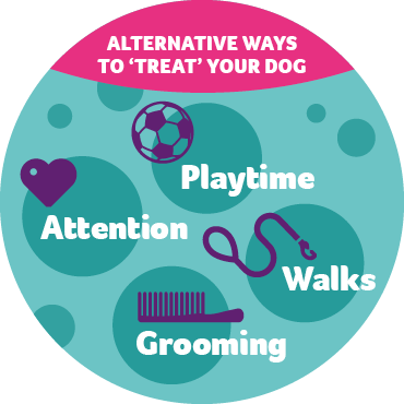 An infographic showing alternative ways to 'treat' your dog