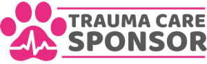 Pink paw icon with 'Sponsor our trauma care' wording