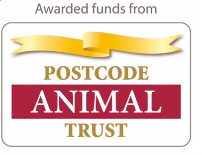 A graphic saying "Postcode Animal Trust"