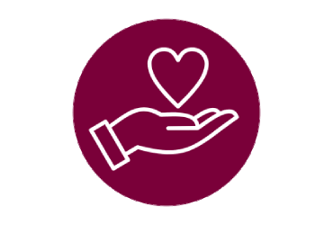 an icon showing a heart shape hovering over an open palm