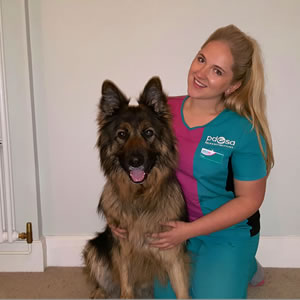 Kaya, PDSA Community and Education Vet Nurse, pictured with her German Shepherd Max
